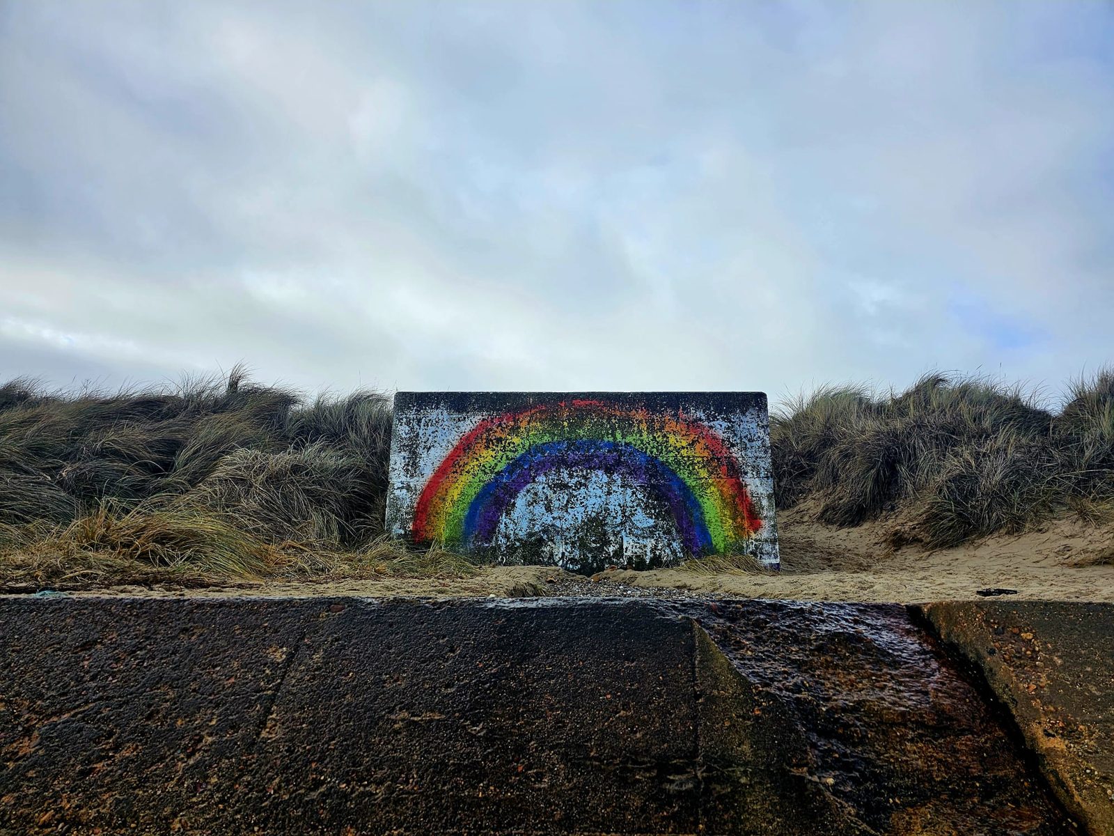 A rainbow artwork discovered on a wilderness quest